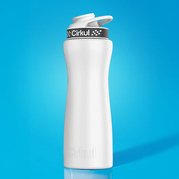 22oz. White Metal Bottle w/ Black and White Lid 2.0