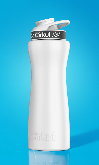 22oz. White Metal Bottle w/ Black and White Lid 2.0