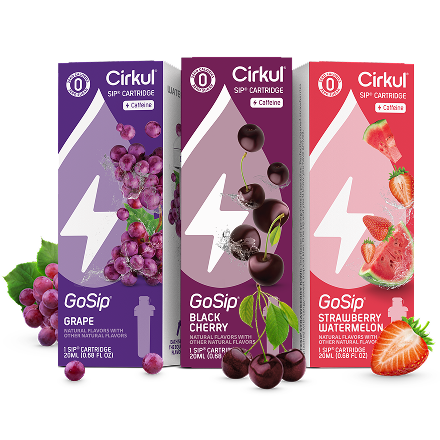 GoSip Grape, GoSip Black Cherry, and GoSip Strawberry Watermelon