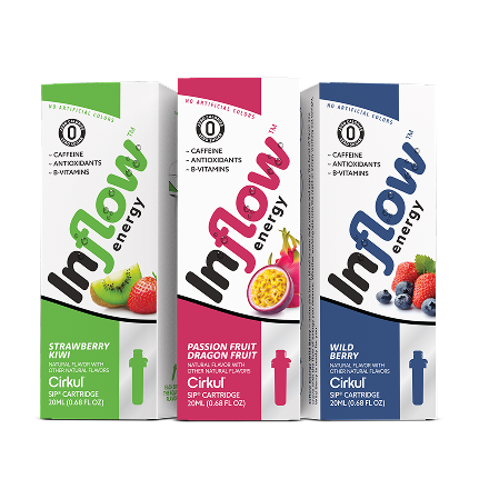 Inflow Strawberry Kiwi, Inflow Passion Fruit Dragon Fruit, and Inflow Wild Berry