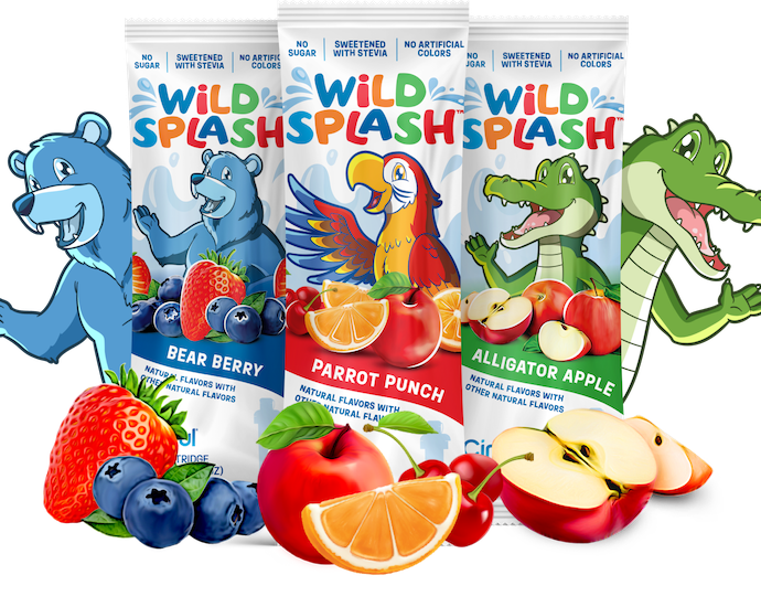 Wild Splash Bear Berry, Wild Splash Parrot Punch, and Wild Splash Alligator Apple