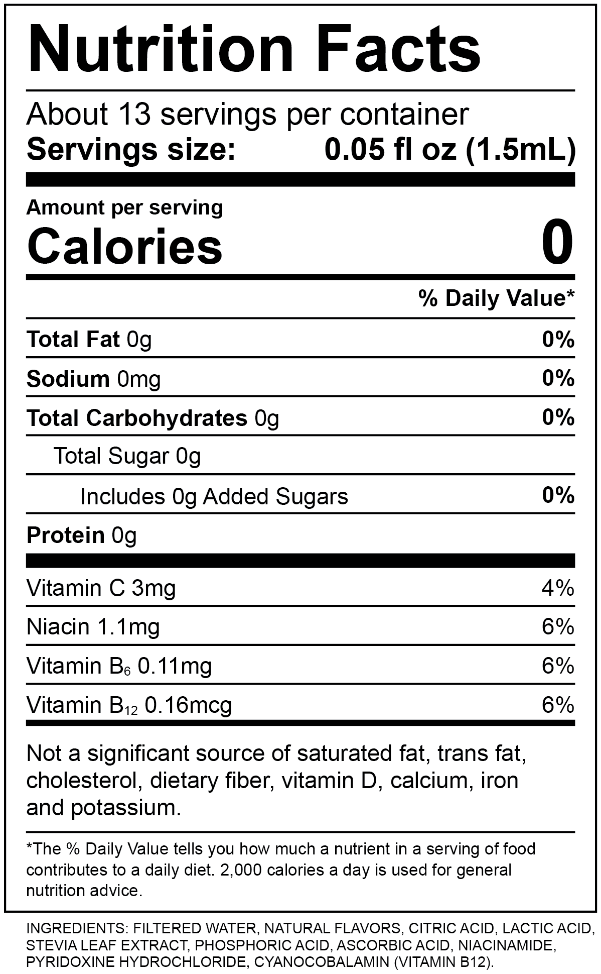 Cucumber Lime Nutrition Label