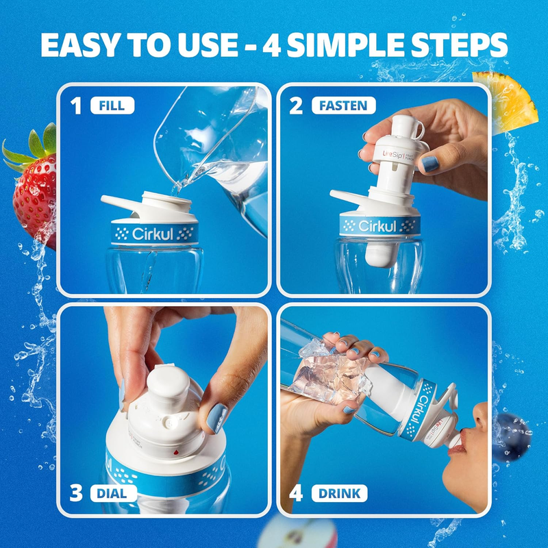 Cirkul water bottle dial settings infographic