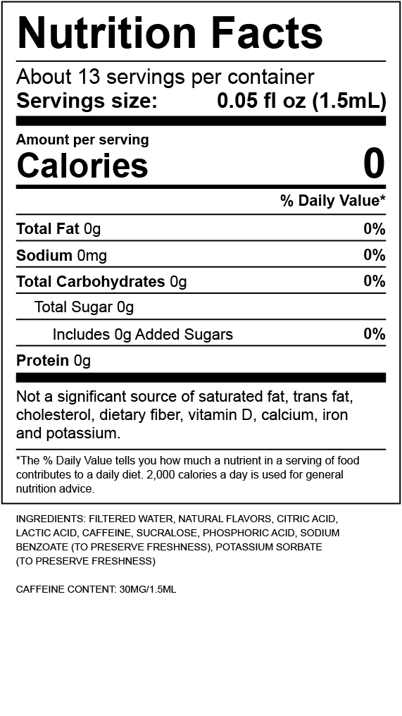 Peppermint Mocha Iced Coffee Nutrition Label