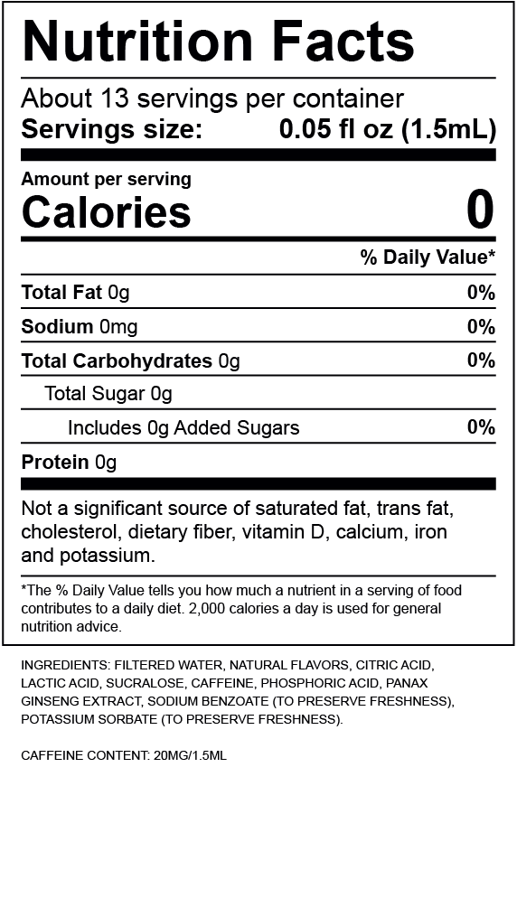 Raspberry Tea Nutrition Label