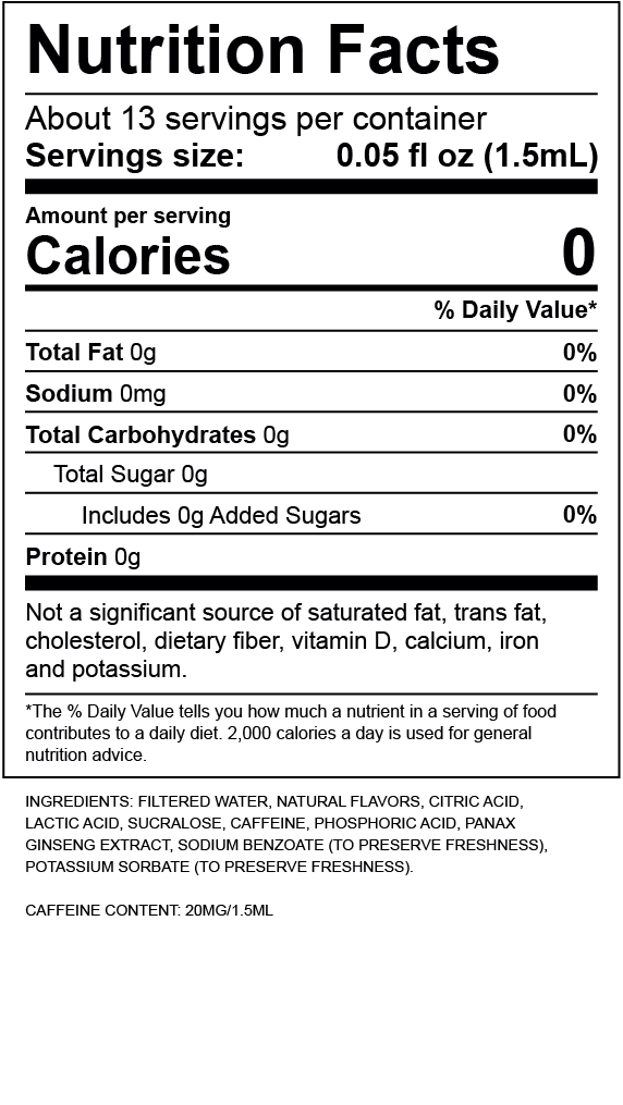 Sweet Tea Nutrition Label