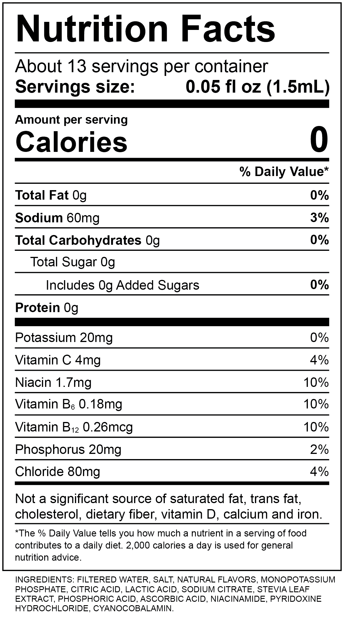 Lemon Lime Nutrition Label