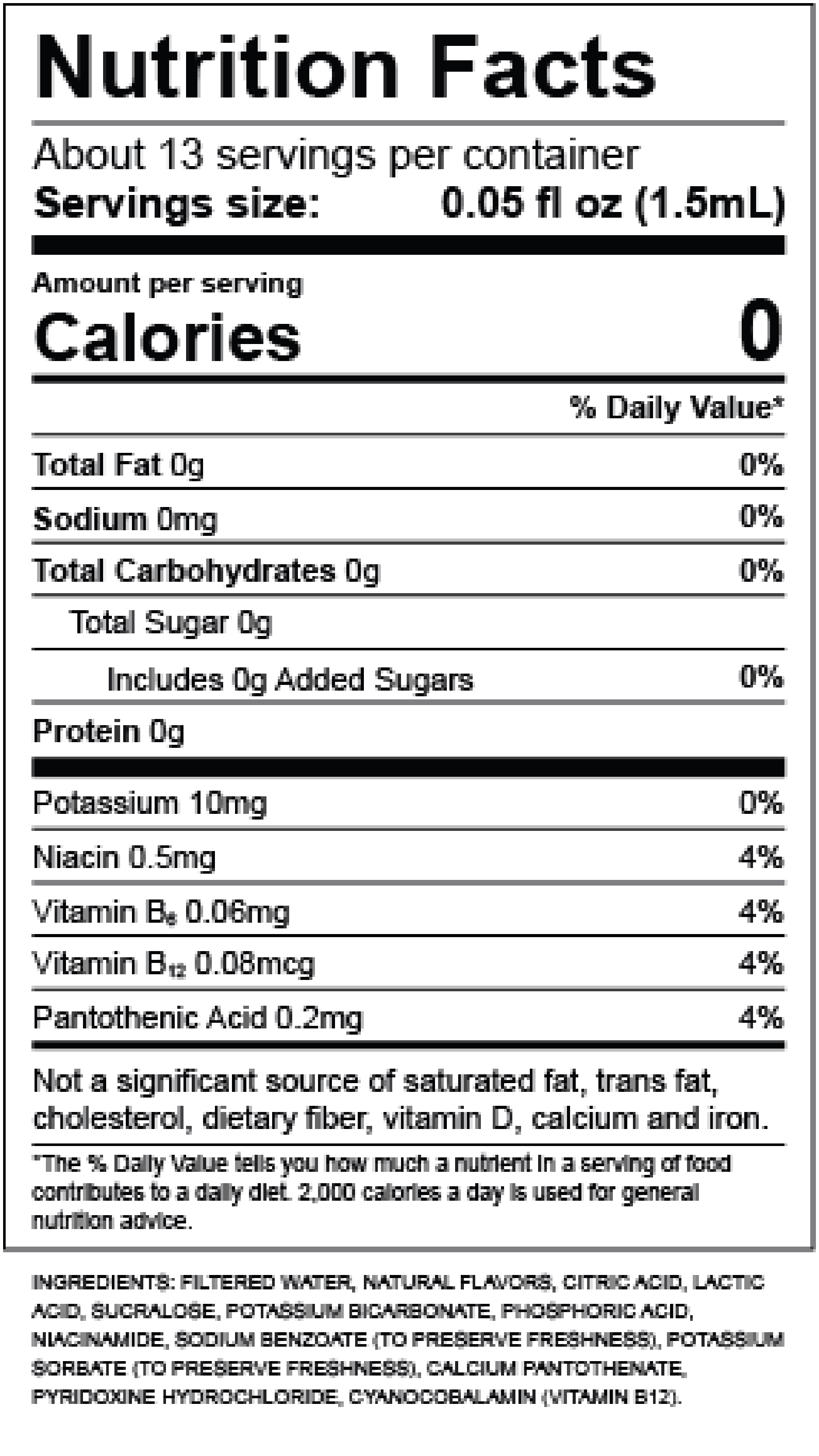 Star Blast Nutrition Label