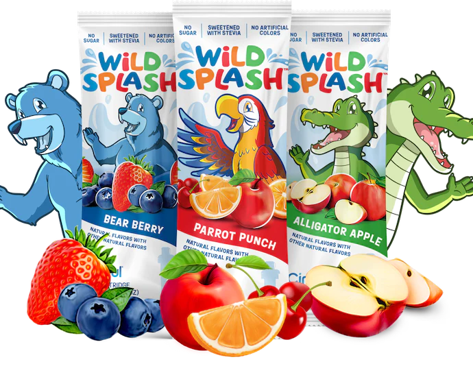 Wild Splash Bear Berry, Wild Splash Parrot Punch, and Wild Splash Alligator Apple