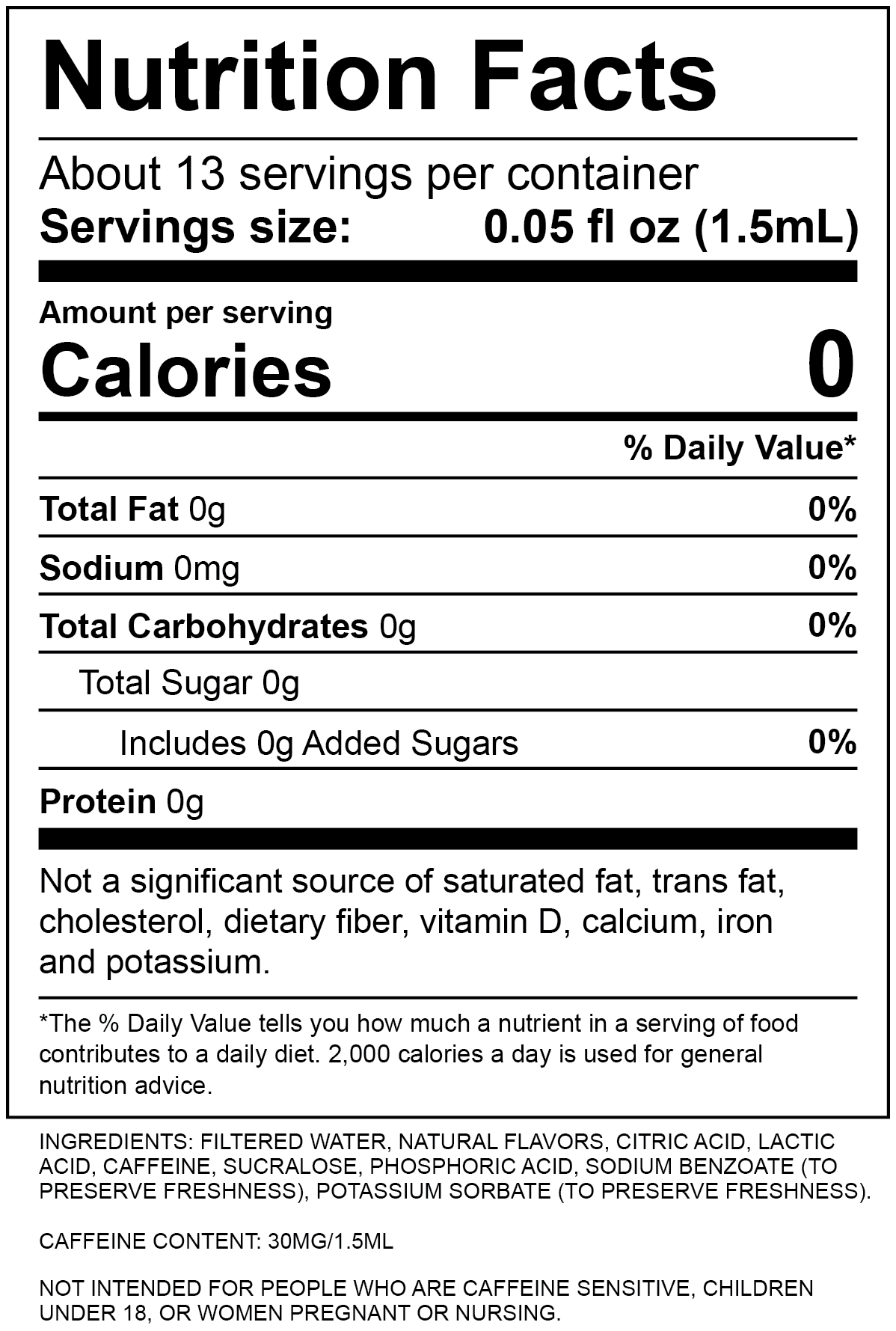 White Chocolate Raspberry Iced Coffee Nutrition Label