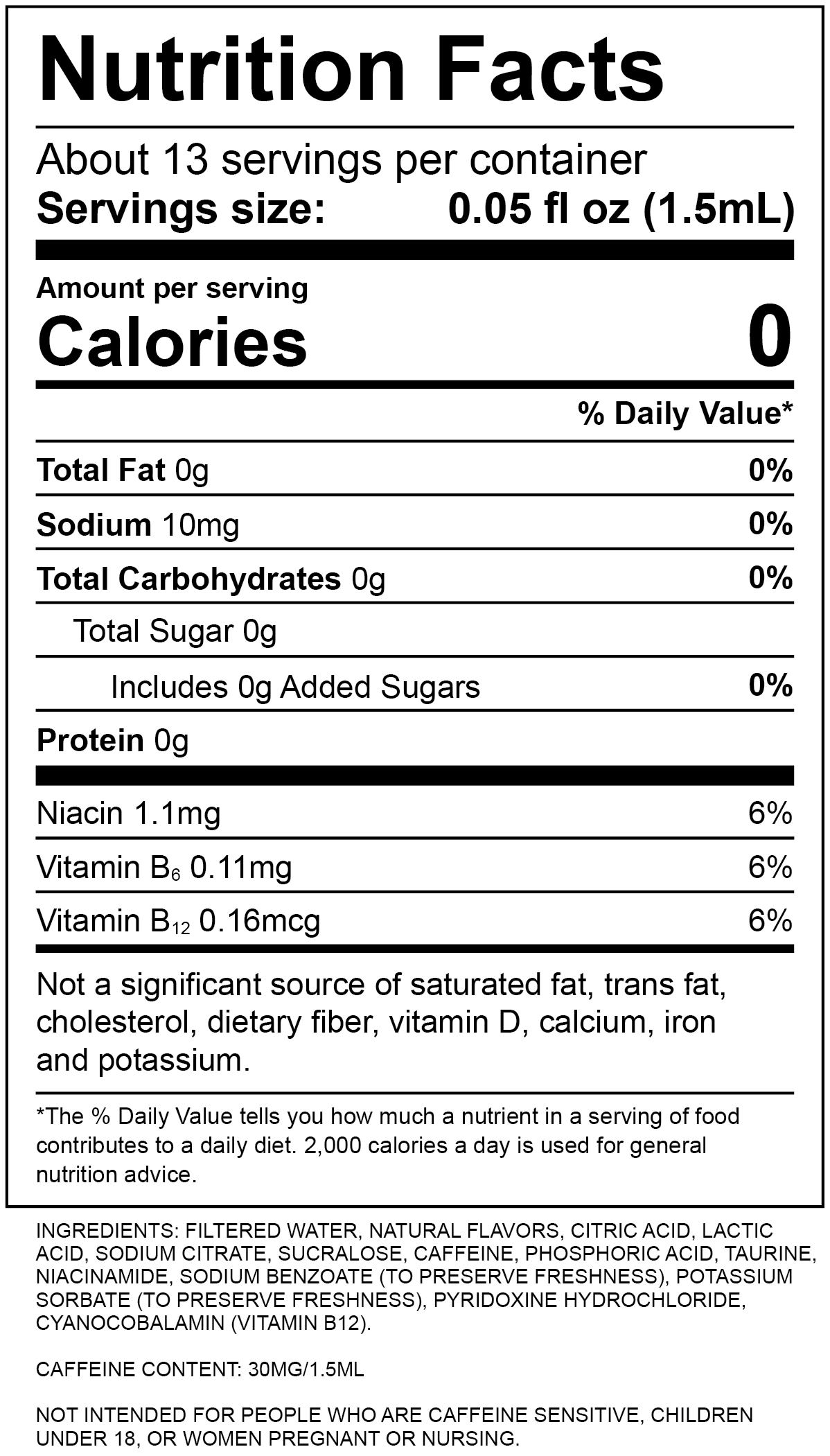 Strawberry Dream Nutrition Label