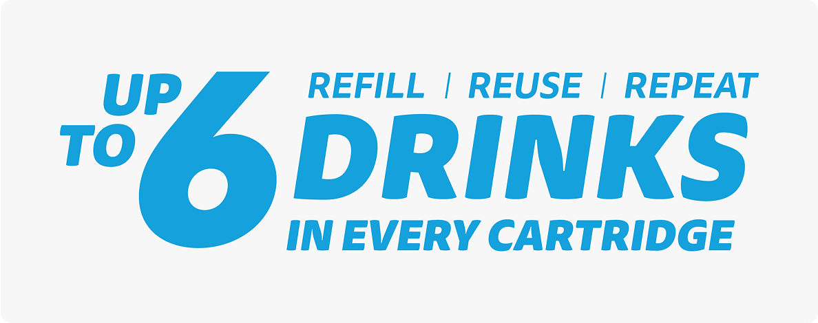 Refill, Reuse, Repeat - Up to 6 Drinks In Every Cartridge