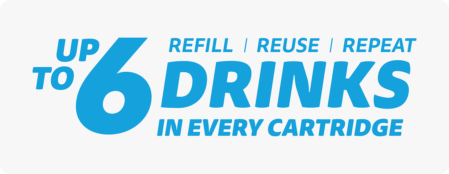 Refill, Reuse, Repeat - Up to 6 Drinks In Every Cartridge