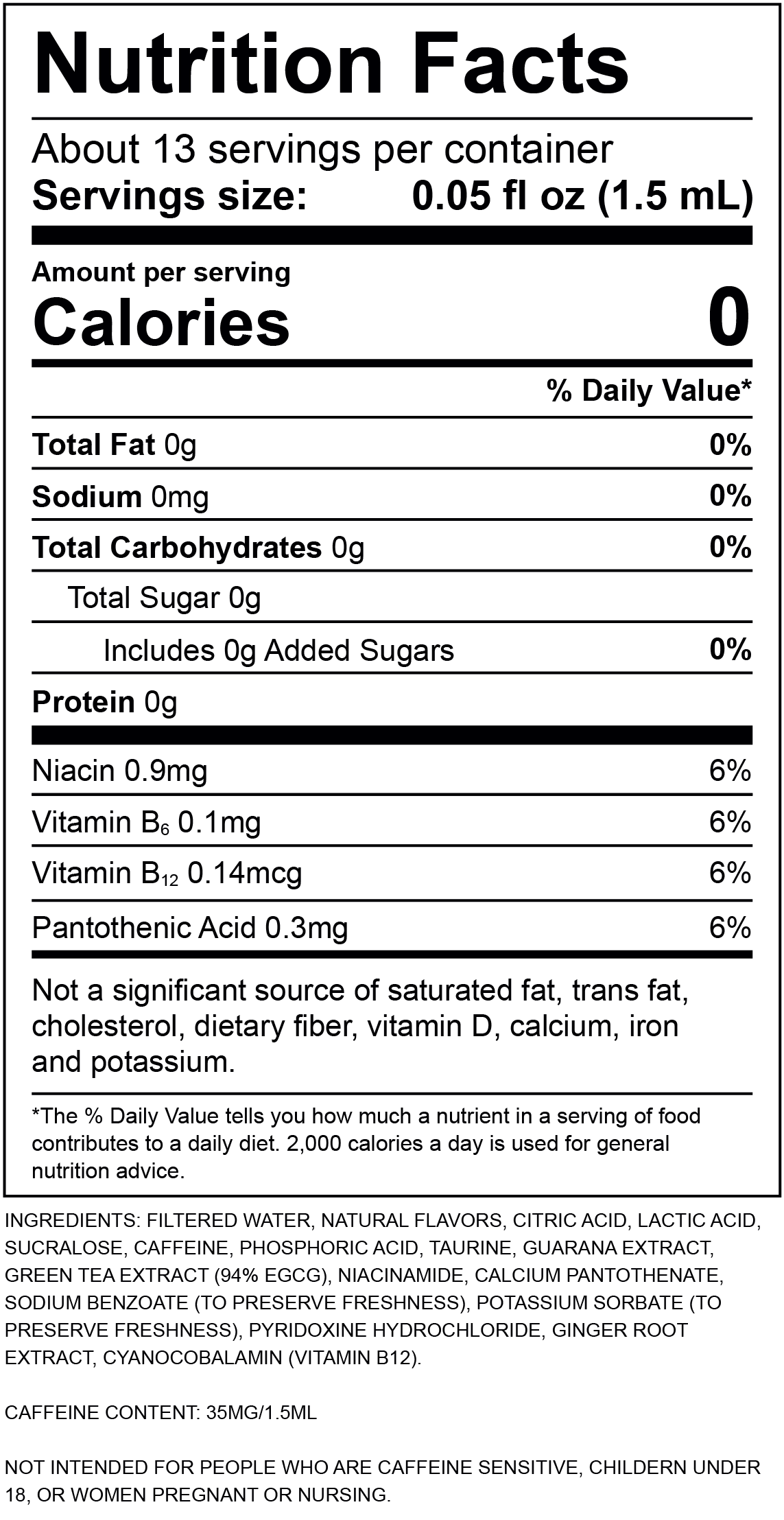 Nebula Nutrition Label