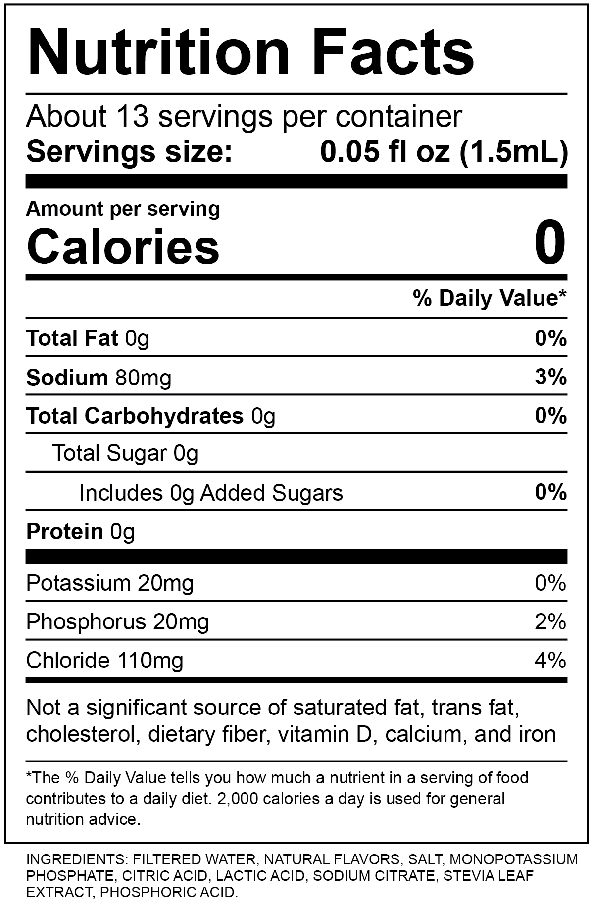 Tropical Punch Nutrition Label