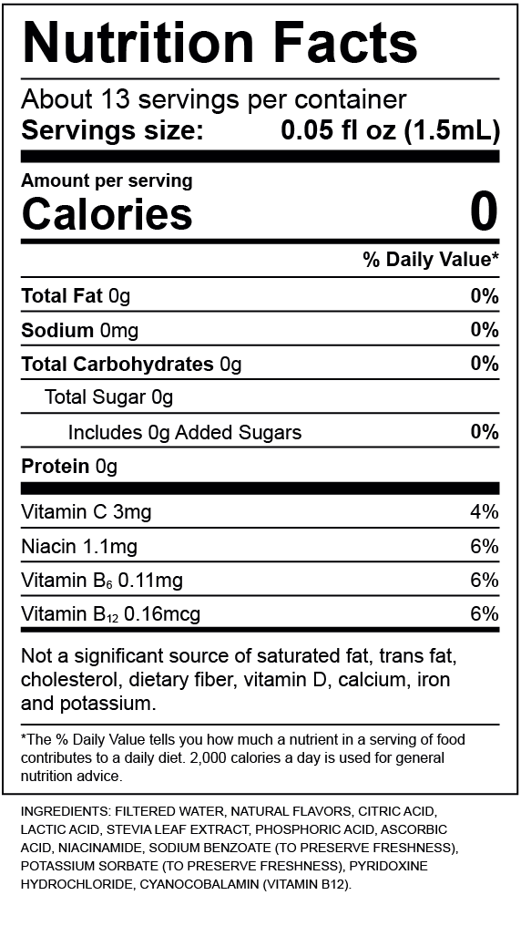 Orange Pineapple Nutrition Label