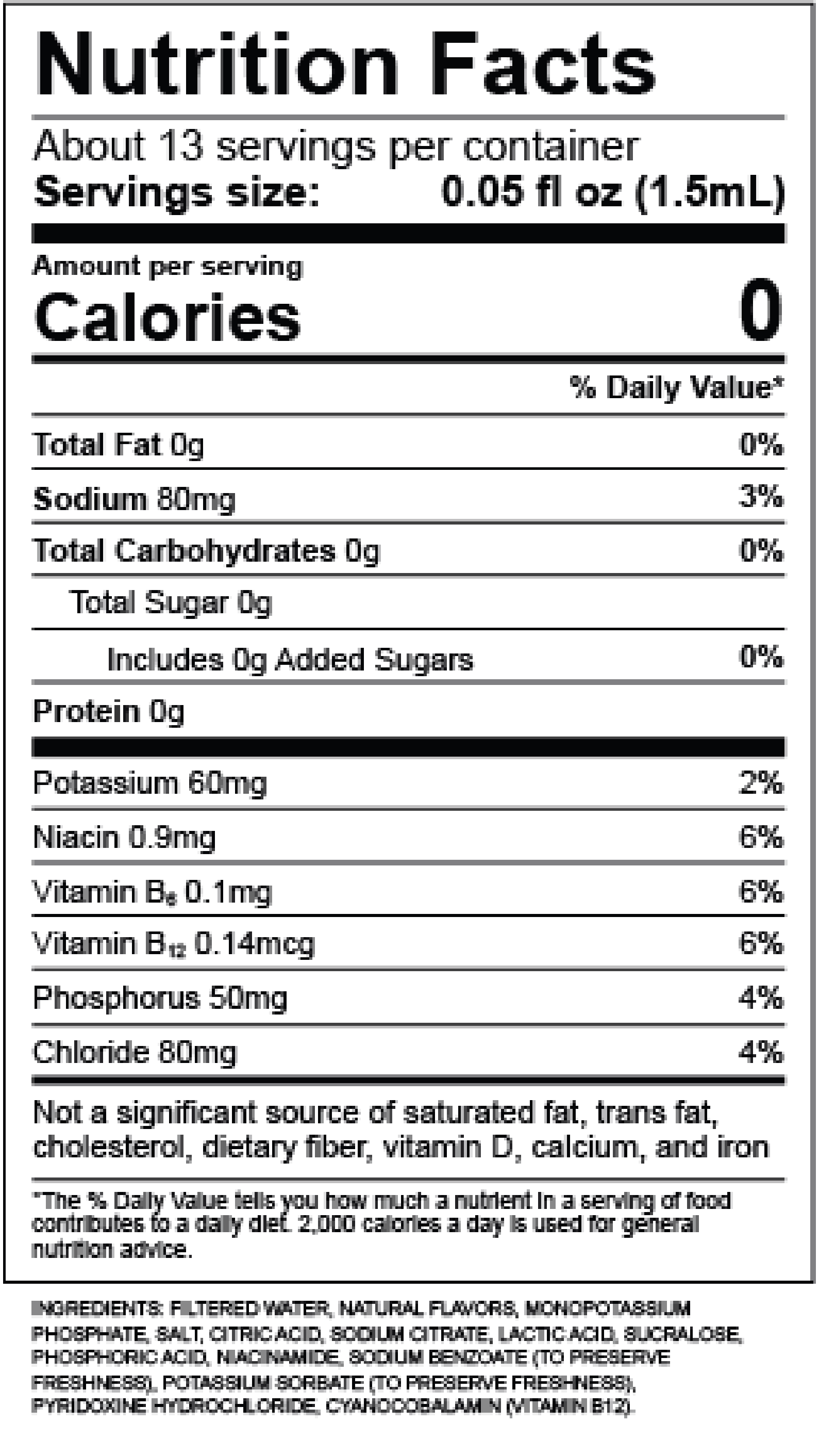 Lights Out Nutrition Label