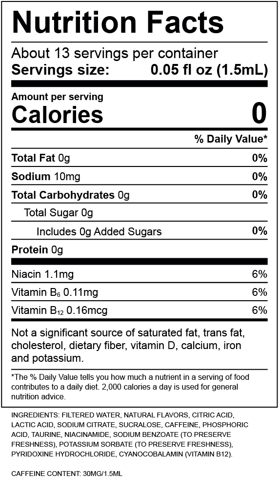 Cherry Limeade Nutrition Label