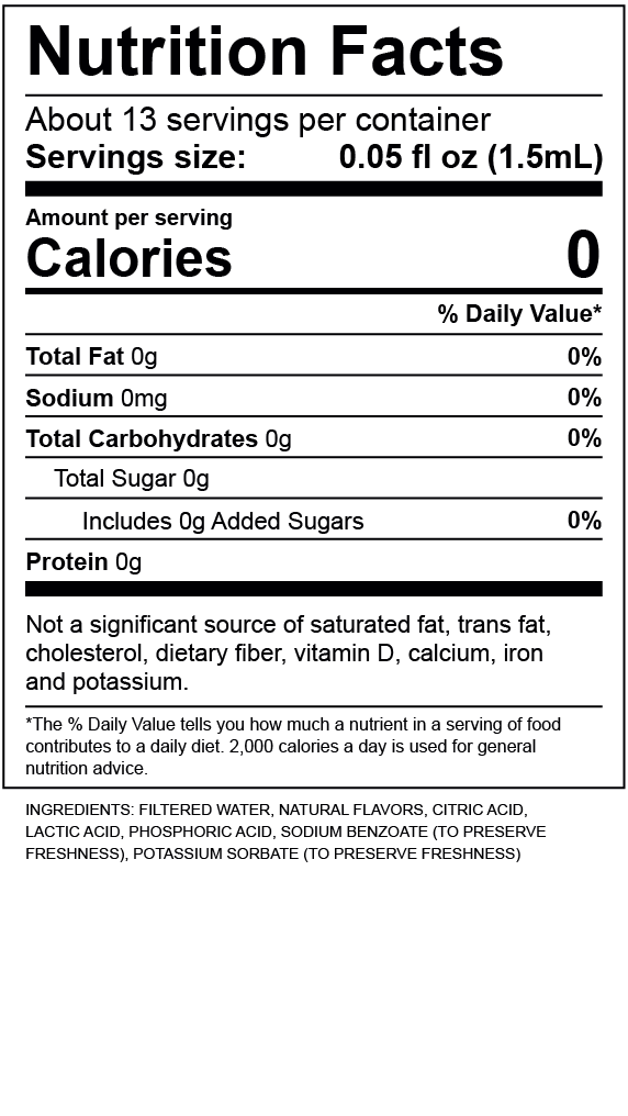 Tangerine Nutrition Label