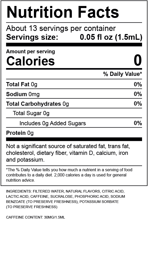 Hazelnut Iced Coffee Nutrition Label